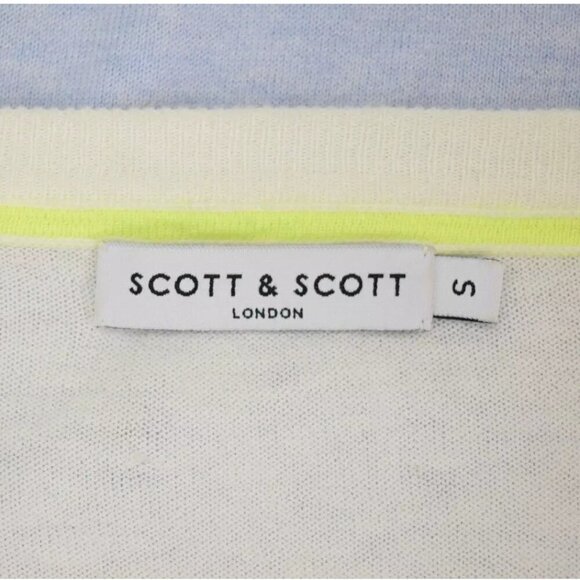 SCOTT & SCOTT LONDON STRIPED SILK BLEND V-NECK SWEATER - Picture 6 of 6